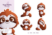 4 Sloths Doing Yoga, an Animal Illustration by JAVVANI (Thumbnail 1 of 3)