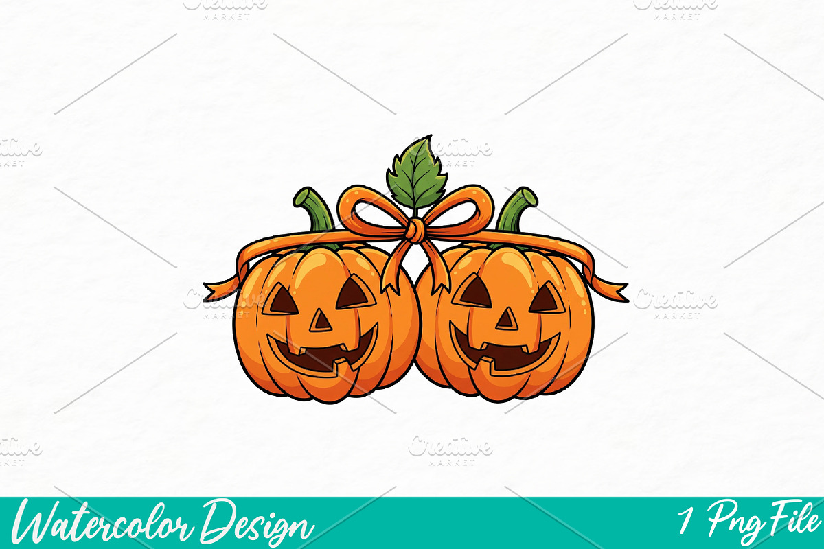 Halloween Pumpkin png, an Illustration by Watercolor design (Photo 1 of 3)