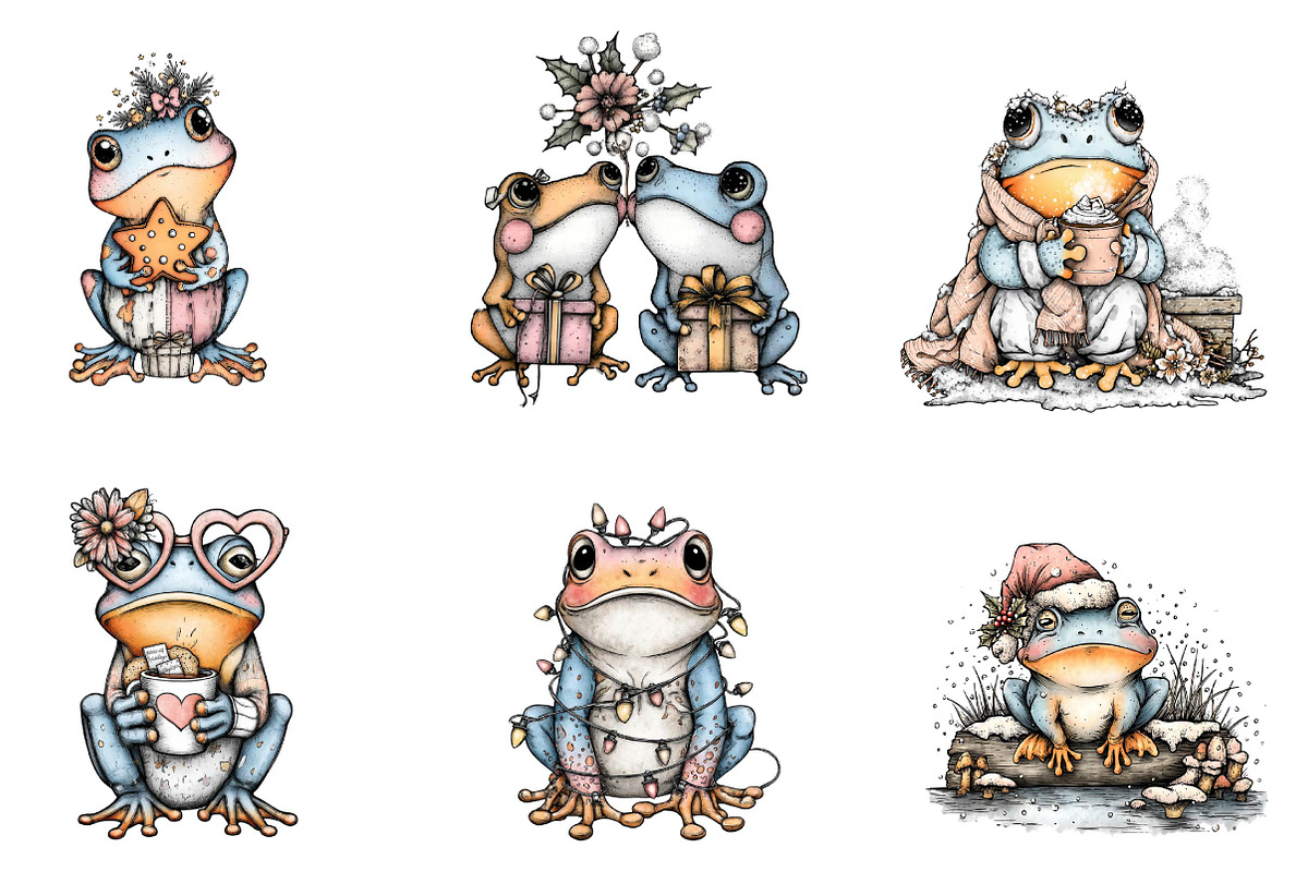 Coquette Christmas Frog, an Illustration by CreationArt (Photo 4 of 6)