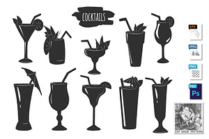 Cocktails glasses with umbrellas set, an Object Graphic by CatMadePattern