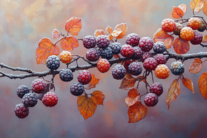 Vibrant branch of berries with autum, a Photo by Tanuart