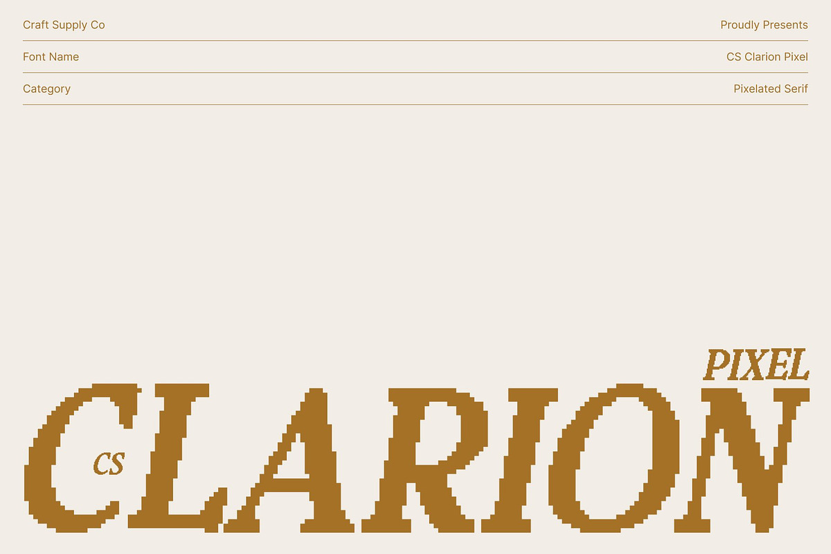 CS Clarion Pixel, a Serif Font by Craft Supply Co. (Photo 1 of 8)