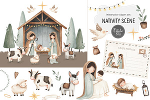 Watercolor Nativity Scene, a Decorative Illustration by Estudio 812