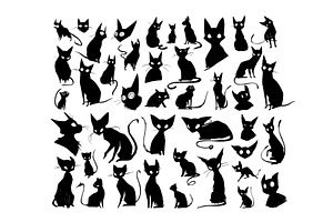 Feline silhouettes black ink sketch, an Animal Illustration by Onyx