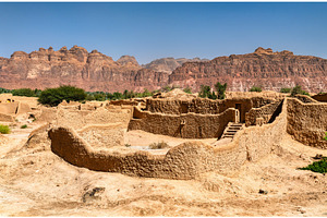 Historic mud brick ruins of AlUla Old Town in Saudi Arabia