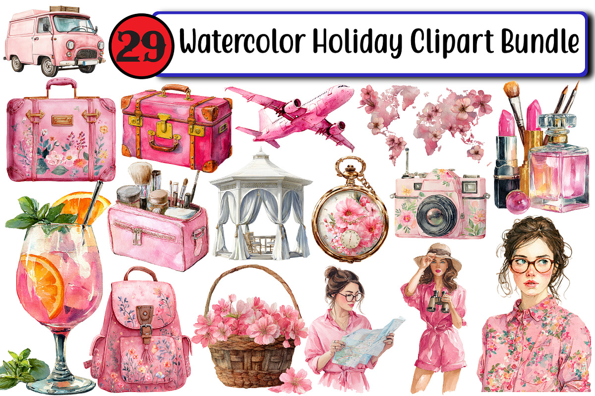 Watercolor Holiday Clipart Bundle, an Illustration by Design Market (Photo 1 of 3)