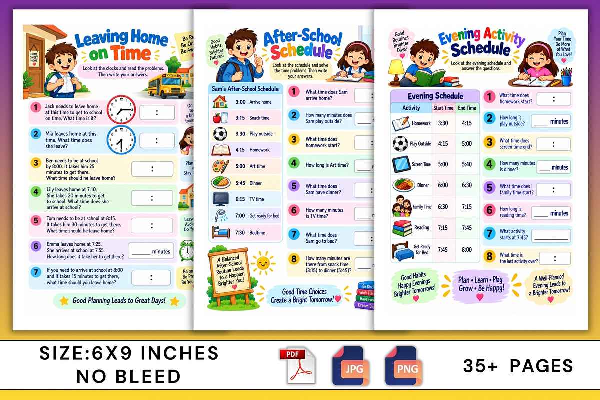 Morning-to-Evening Time Problems, a Stationery Template by Designmela01 (Photo 4 of 6)