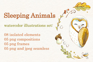 Watercolor Sleeping Animals