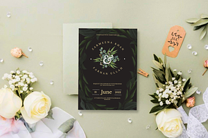 Black Leaves Wedding Invitation