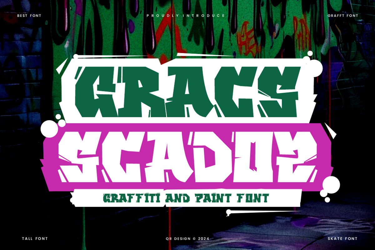 Gracs Scadoz - Graffiti & Paint Font, a Sans Serif Font by QR Design Studio (Photo 1 of 6)