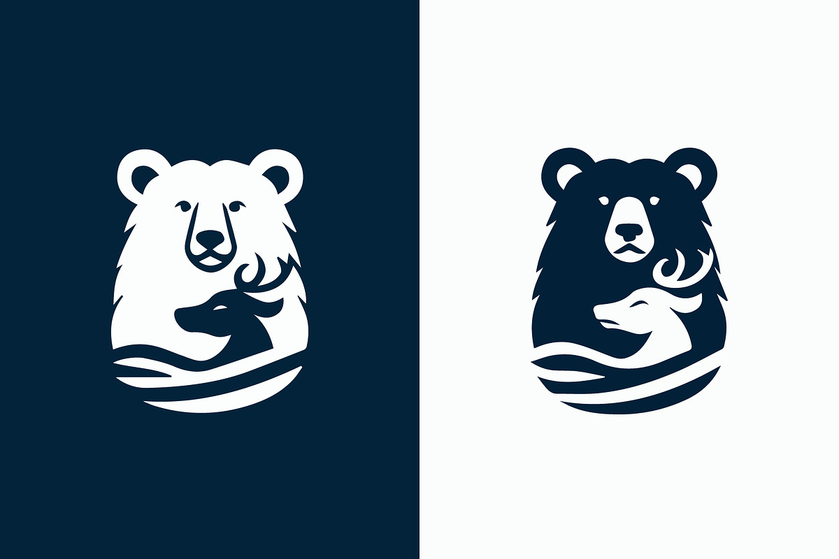 Elegant Bear & Deer Silhouette Logo, a Branding & Logo Template by MkStudio (Photo 1 of 3)