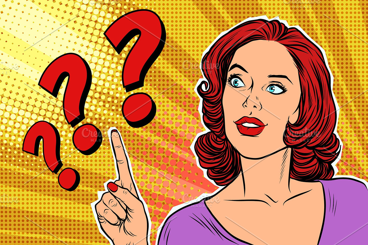 question mark pop art woman, a Person Illustration by studiostoks