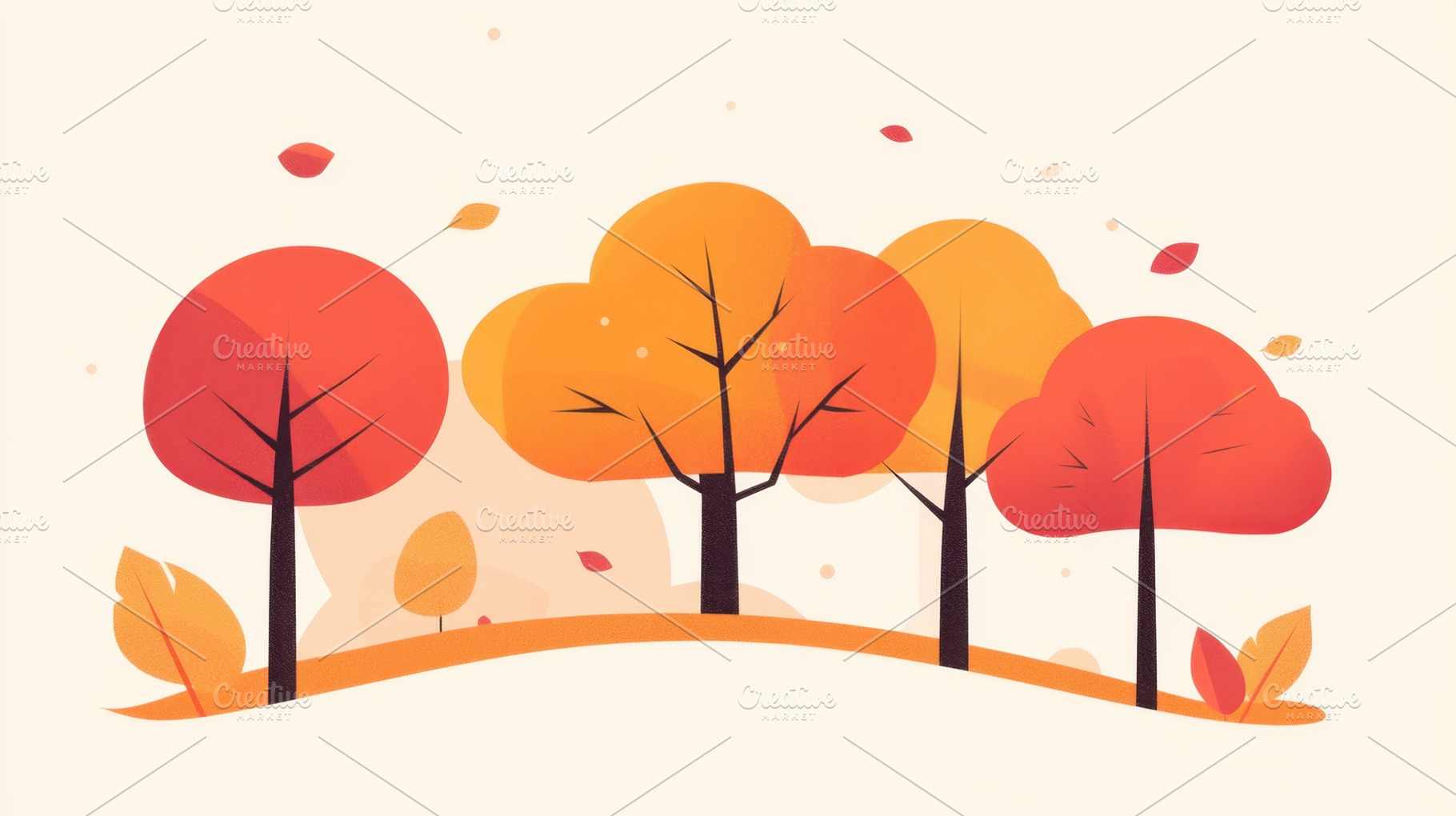 Vibrant autumn trees, falling leaves, a Photo by Beautiful things
