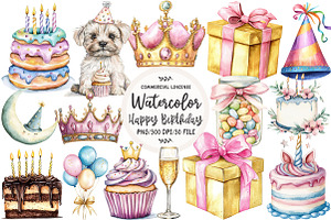 Happy Birthday Sublimation Clipart, an Illustration by OK Design