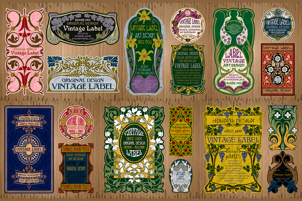 Label Art Nouveau - mega set, a Decorative Illustration by Stanislav Kharchevskyi (Photo 7 of 12)