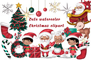 Cute Christmas Clipart Set, an Illustration by HabitusDesigns (Thumbnail 1 of 7)
