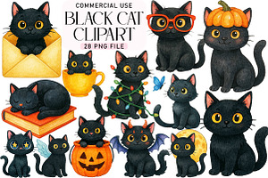 Black Cat Clipart, an Illustration by Daily.Designs