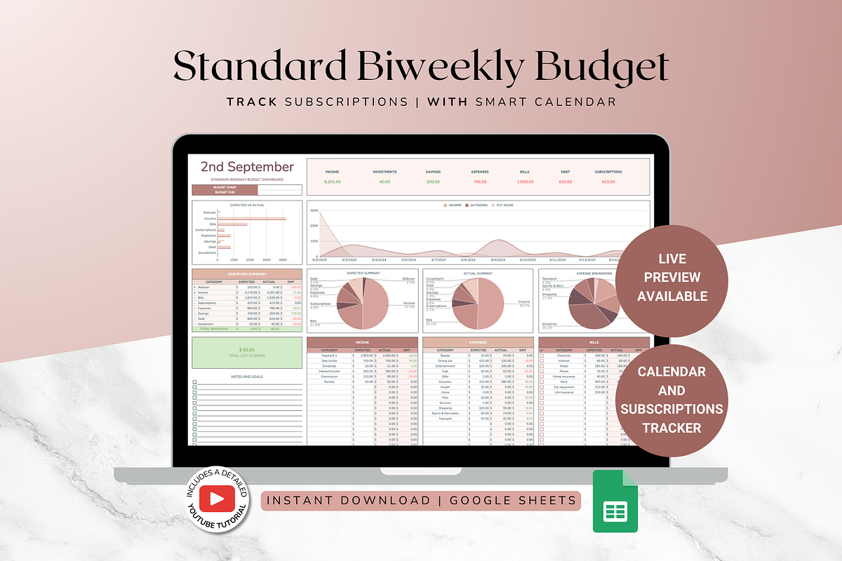 Standard Biweekly Budget - Neutral, a Templates & Theme by The Creative Plans co (Photo 1 of 10)