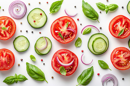 Fresh Salad Ingredients Flatlay, Gen, a Photo by LOGOCREATIVE