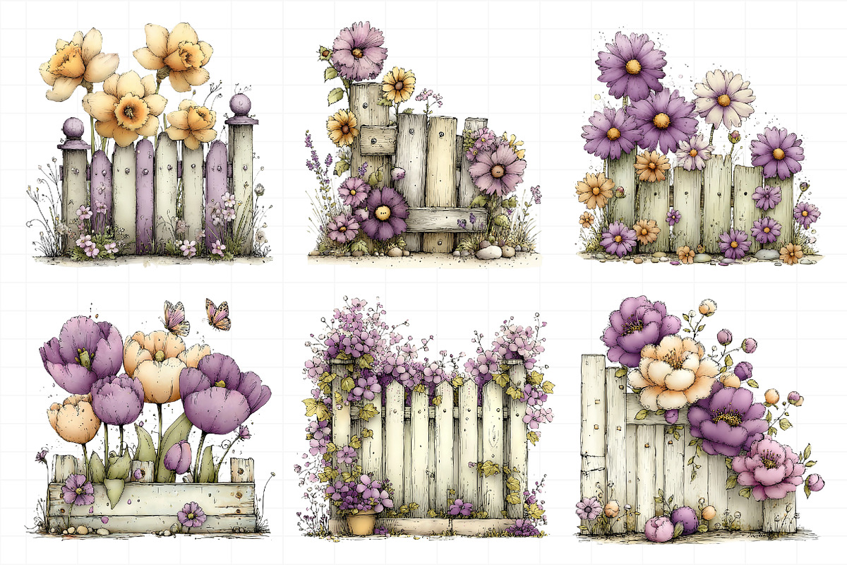 Spring Fence & Flower Clipart, an Illustration by Daily.Designs (Photo 4 of 8)