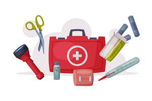 First Aid Kit Box with Medical, an Object Illustration by TopVectors