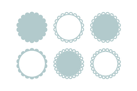 Scalloped edge circle frames, a Decorative Illustration by Elena Pimukova