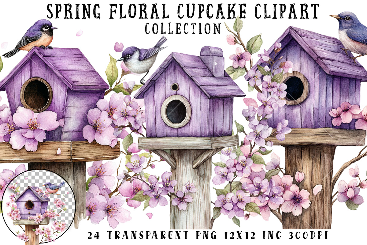 Spring Bird House Clipart, an Illustration by OK Design (Photo 1 of 6)