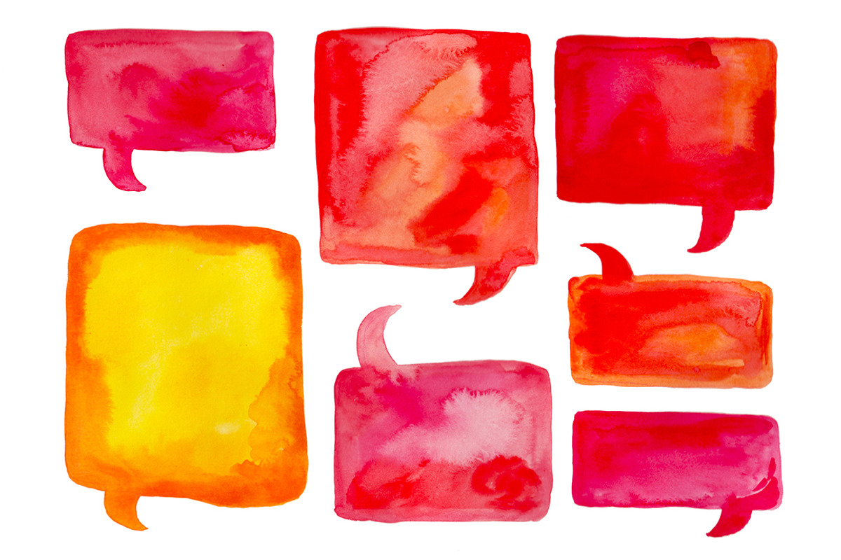 Watercolor speech bubble set, an Illustration by natsa (Photo 2 of 5)