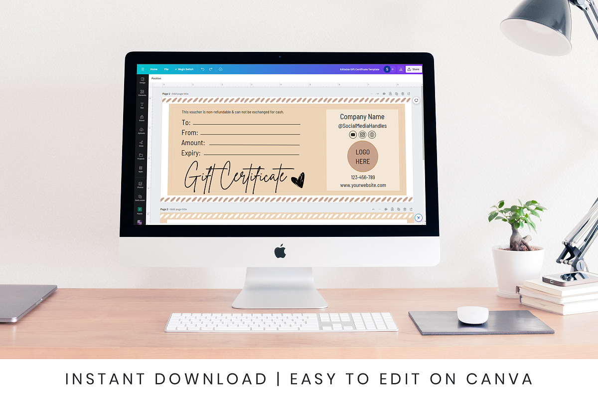 Editable Gift Card Canva Certificate, a Design Template by Snapybiz (Photo 4 of 10)