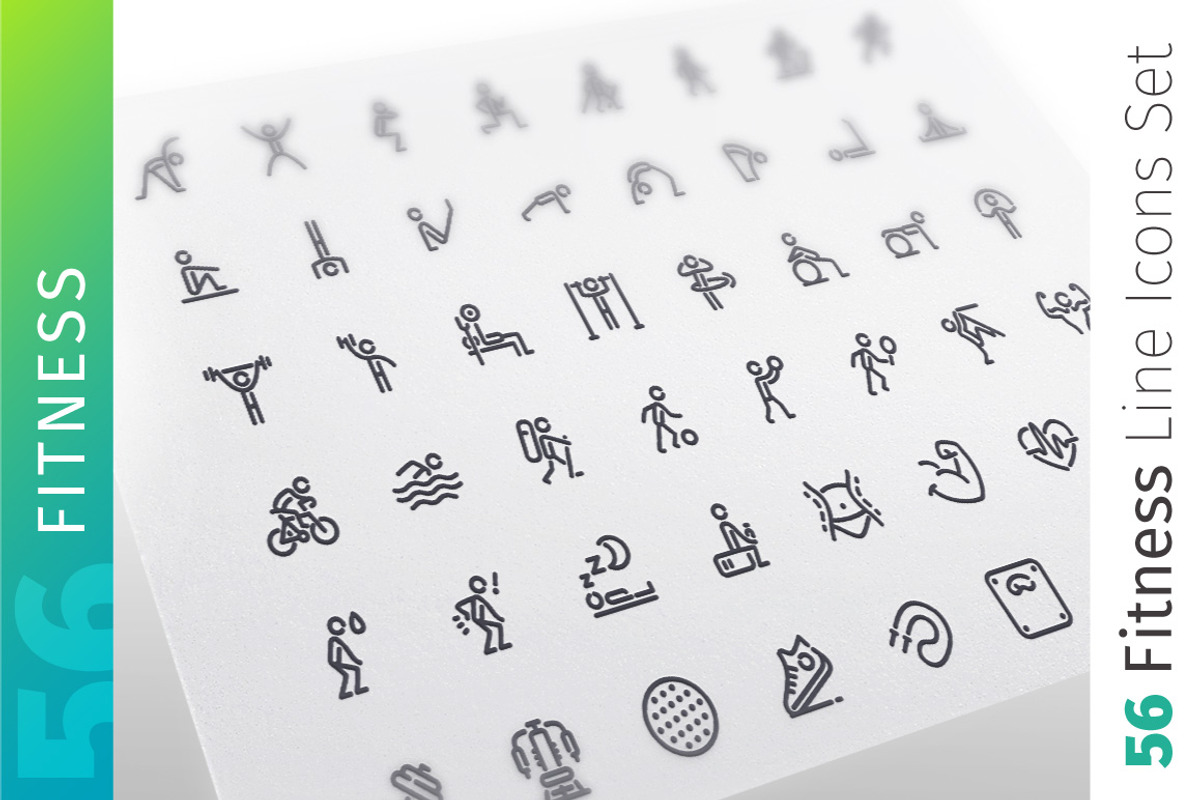 Fitness Line Icons Set, an Outline Icon by Voysla's Shop (Photo 1 of 4)