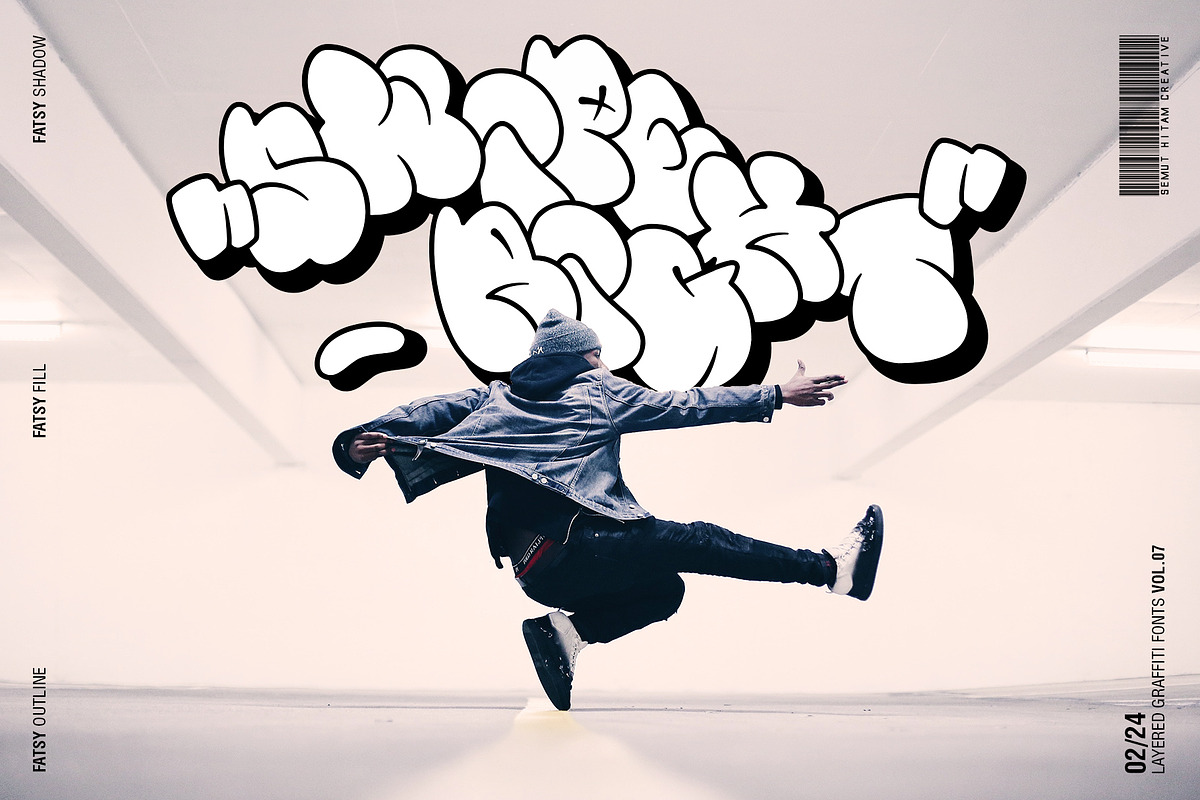 Fatsy - Layered Graffiti Fonts, a Blackletter Font by SemutHitam Creative (Photo 6 of 19)