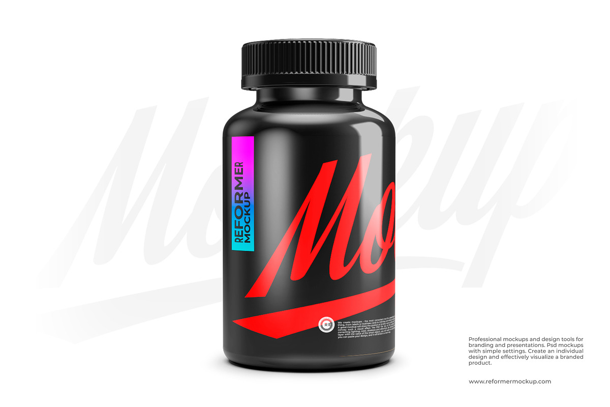 250g Plastic Black Jar Mockup, a Packaging Mockup by Reformer Mockup (Photo 1 of 6)