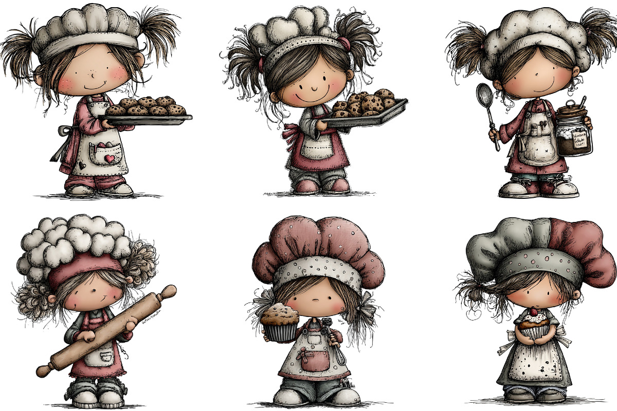 Whimsical Little Girl Chef Hat PNG, an Illustration by CraftArtStudio (Photo 3 of 6)