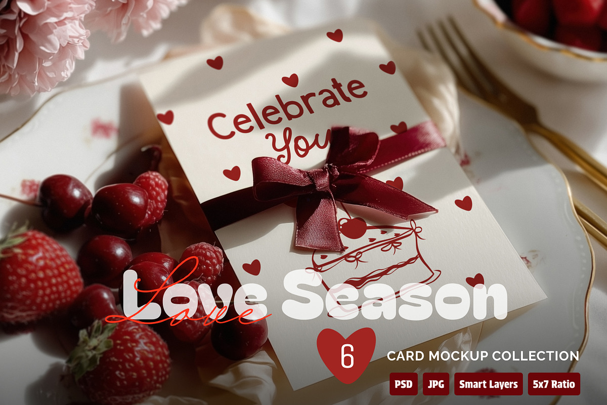 Love Season Card Mockup Collection, a Mockup by NikiArts (Photo 1 of 14)