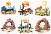 Western Landscape Clipart Cactus PNG, a Decorative Illustration by SugarCloudStudioArt (Thumbnail 2 of 8)
