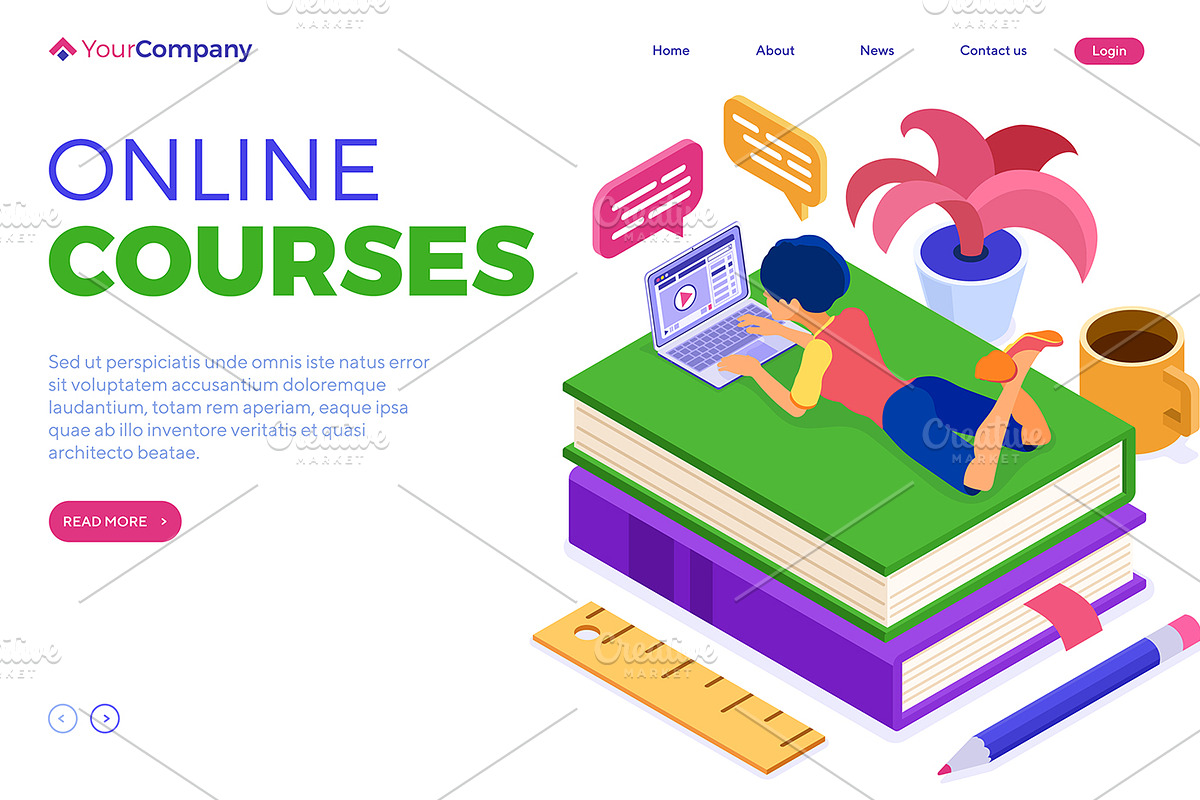 Online distance education from home, an Education Illustration by TAlex (Photo 5 of 6)