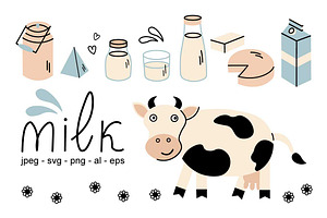 Dairy products and a cow