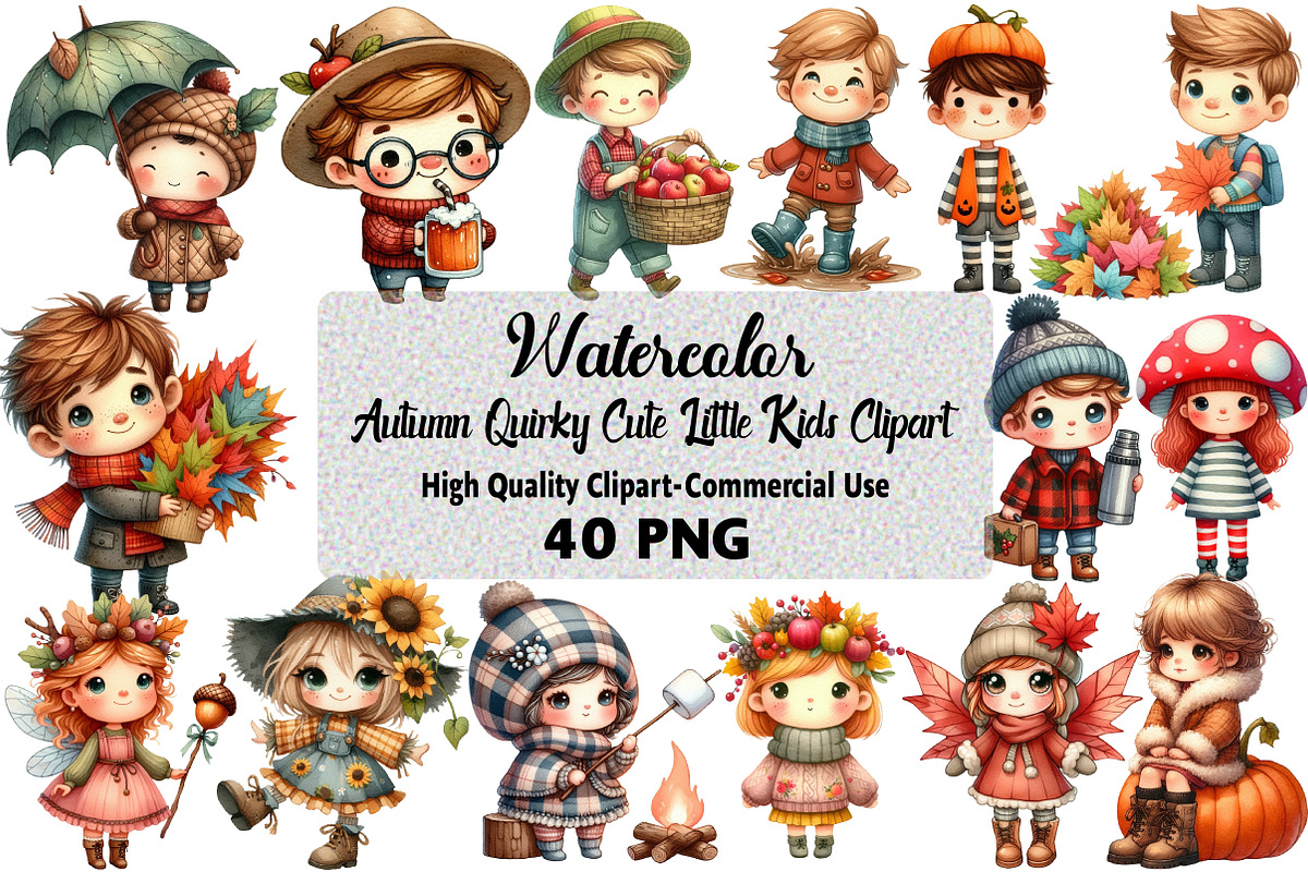 Autumn Quirky Cute Little Kids, an Illustration by Daily.Designs (Photo 1 of 5)