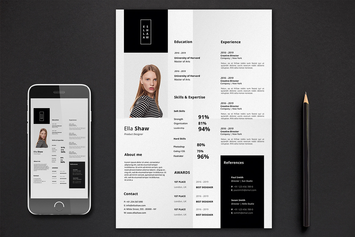Ella Resume Template, a Resume Template by Nina Shaw (Photo 1 of 10)