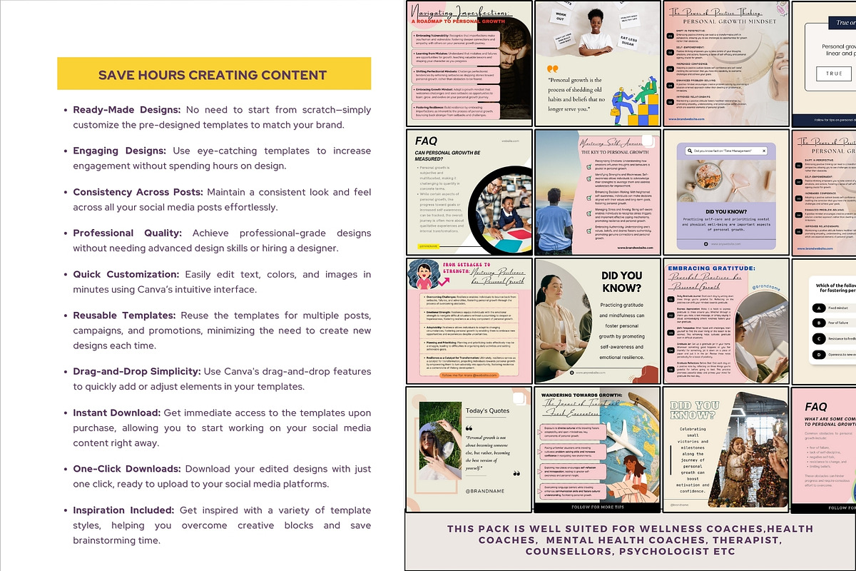 Personal Growth Canva IG Templates, a Templates & Theme by Digital Template Cart (Photo 5 of 8)
