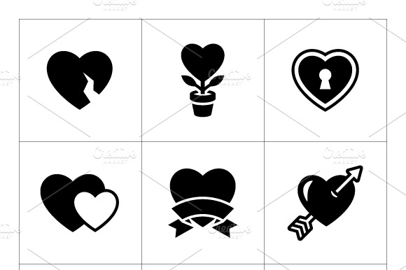 Set Icons Of Heart