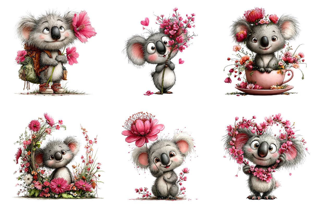 Whimsical Spring Koala Clipart, an Illustration by Dream Creation (Photo 7 of 8)