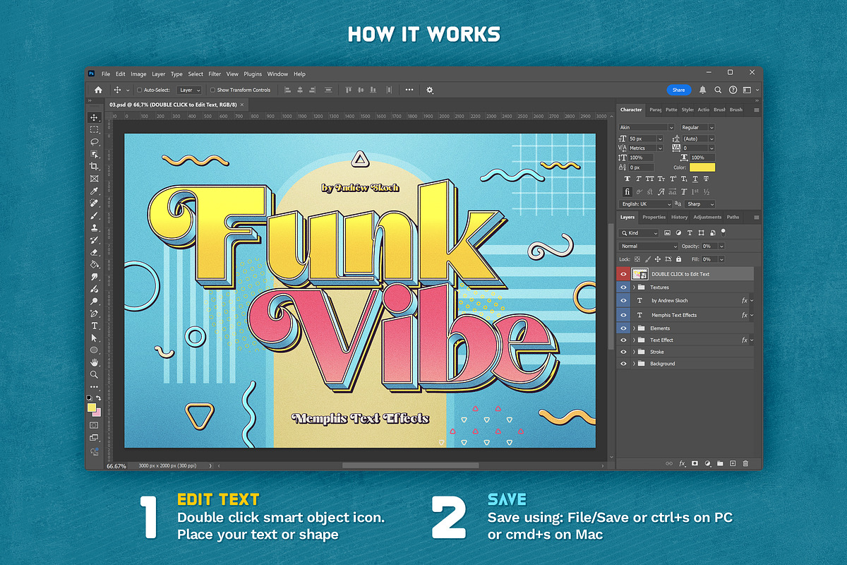 Memphis Text Effects, a Layer Style Add-On by Andrew Skoch Design (Photo 2 of 9)