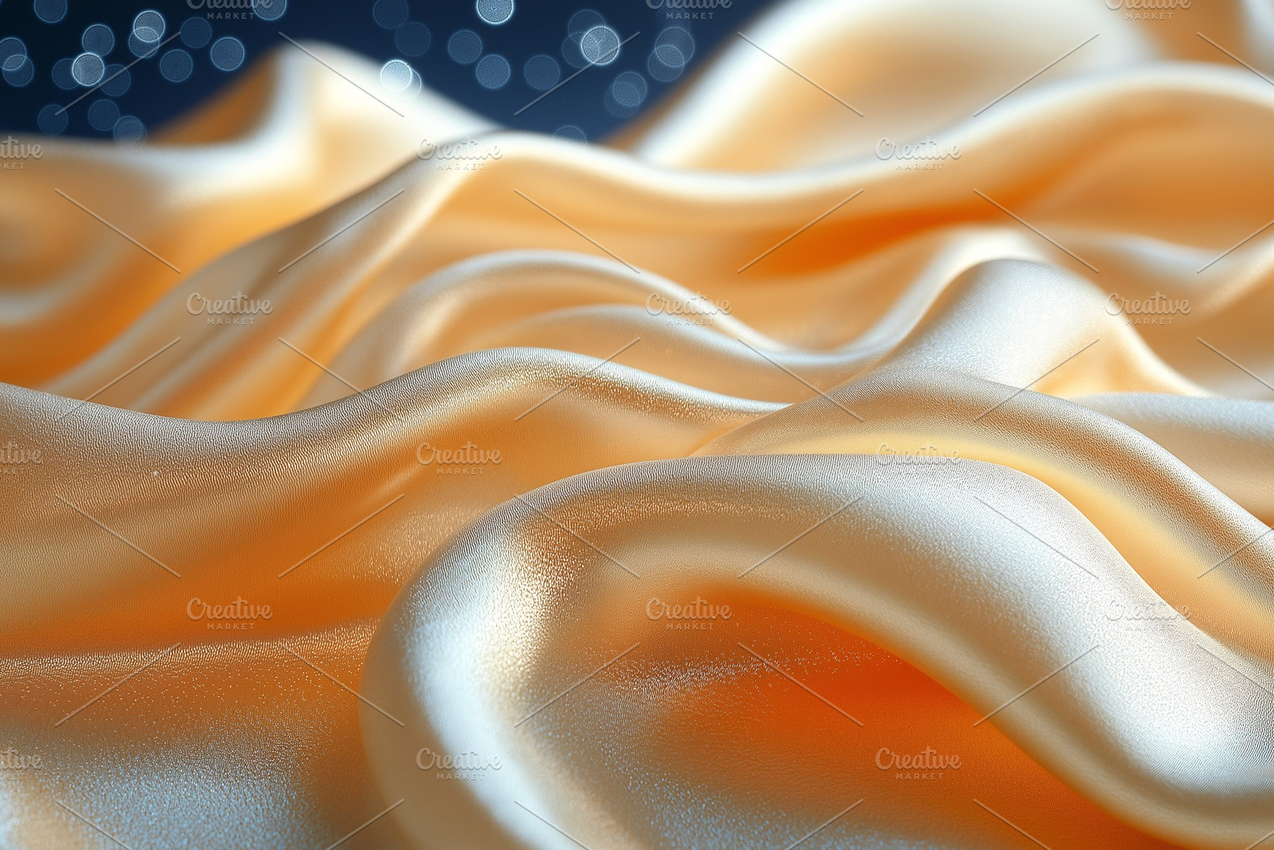Flowing golden satin fabric with soft curves and a shimmering bokeh background., a Background Photo by ImageMir