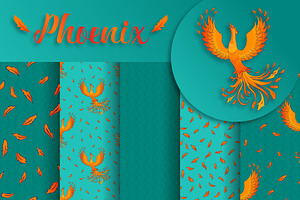 Phoenix. 5 vector patterns + bonus