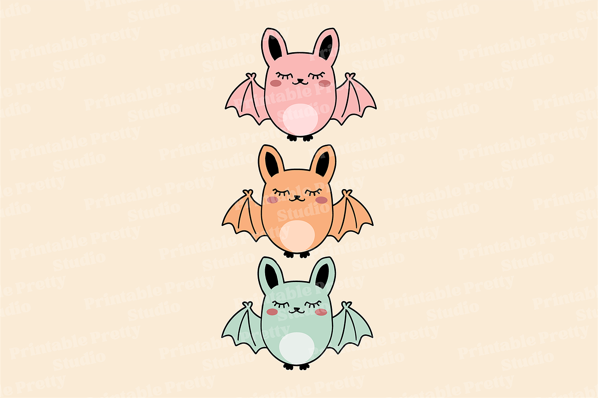 Pastel Bats Clipart & Vector, an Illustration by Printable Pretty Studio (Photo 3 of 3)
