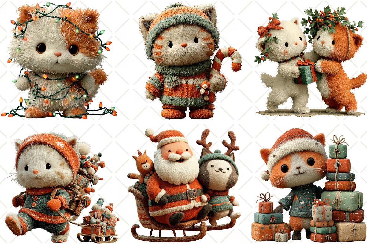 Christmas Cats Clipart, an Illustration by Black Bird Studio (Photo 6 of 6)