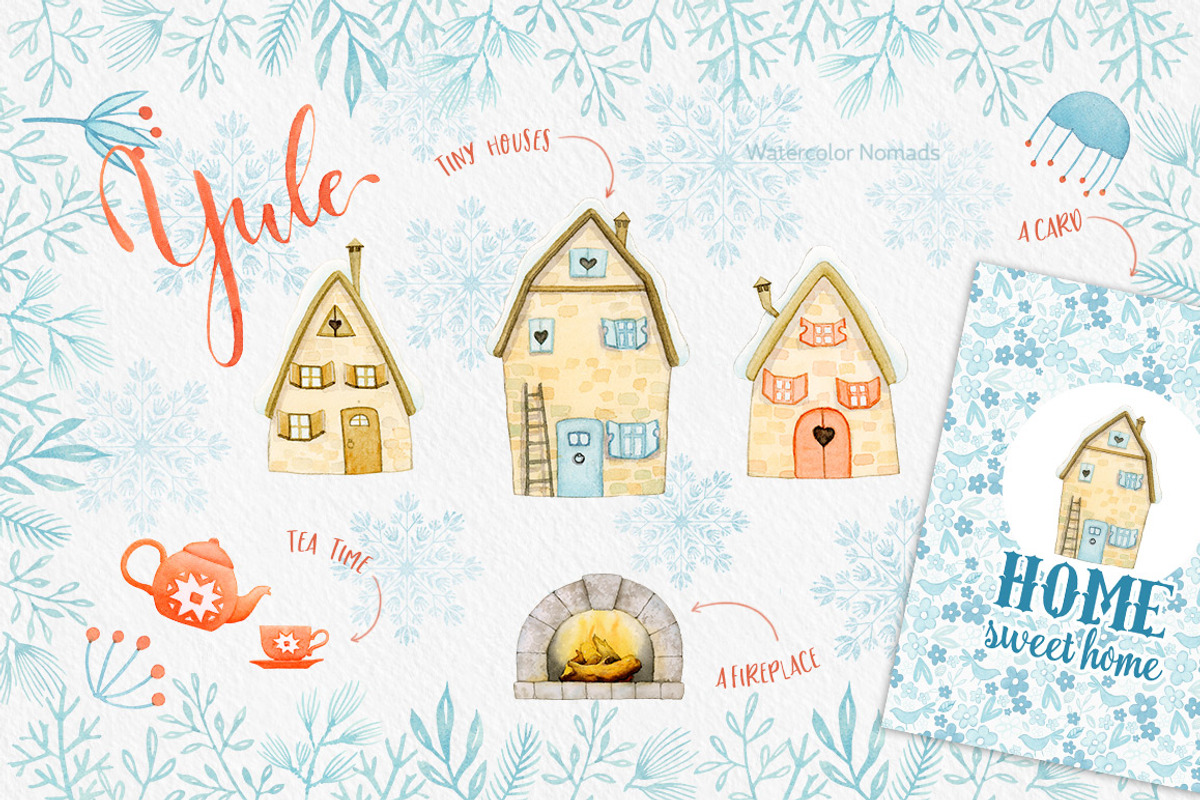 Christmas Gnomes Watercolor Winter, a Decorative Illustration by Watercolor Nomads (Photo 7 of 13)