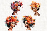 Watercolor Floral Girl Cliparts, a Person Illustration by Mash Mash Stickers (Thumbnail 7 of 9)
