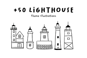 50+ Lighthouse Hand-Drawn Set, an Object Illustration by The Journey Atelier